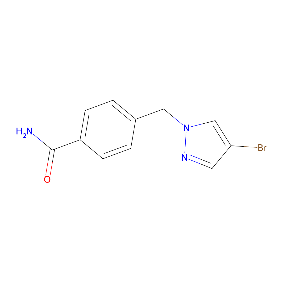 4-(4-Bromo-pyrazol-1-ylmethyl)-benzamide molecular structure, CAS 1179216-19-3