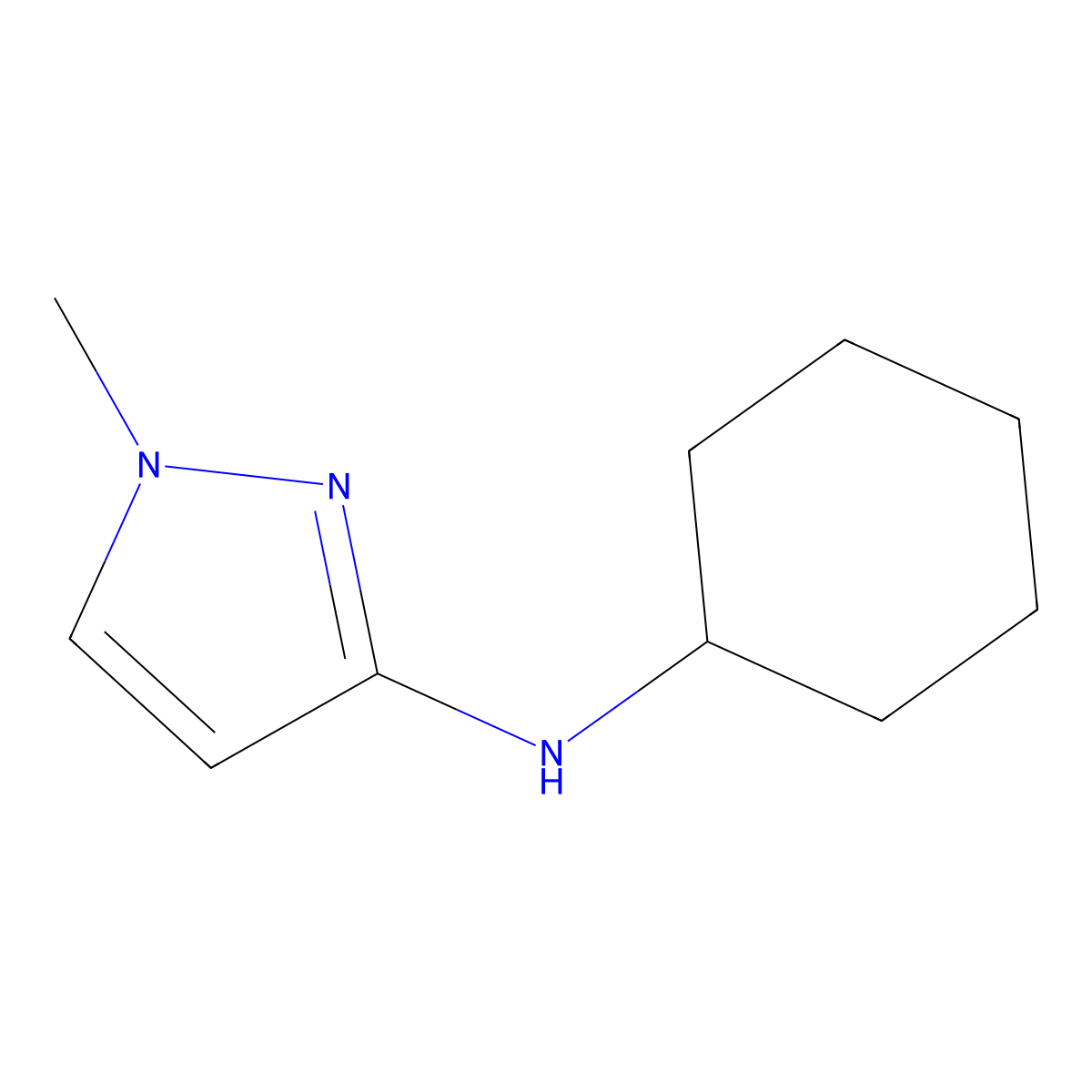 N-cyclohexyl-1-methyl-1H-pyrazol-3-amine molecular structure, CAS 1179218-36-0