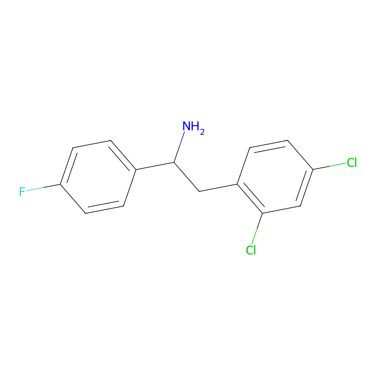 2-(2,4-Dichlorophenyl)-1-(4-fluorophenyl)ethan-1-amine molecular structure, CAS 1179226-43-7