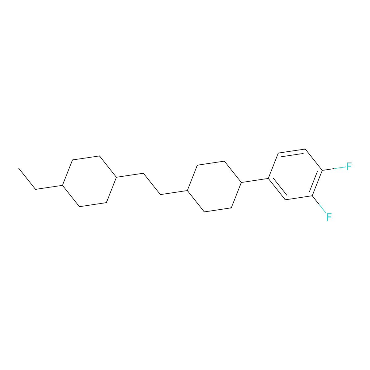 4-(trans-4-(2-(trans-4-Ethylcyclohexyl)ethyl)cyclohexyl)-1,2-difluorobenzene molecular structure, CAS 117923-19-0