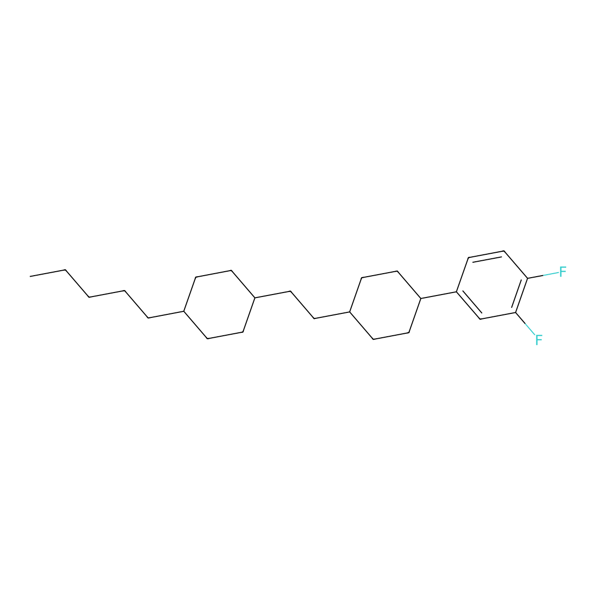 1,2-Difluoro-4-(trans-4-(2-(trans-4-pentylcyclohexyl)ethyl)cyclohexyl)benzene molecular structure, CAS 117923-21-4
