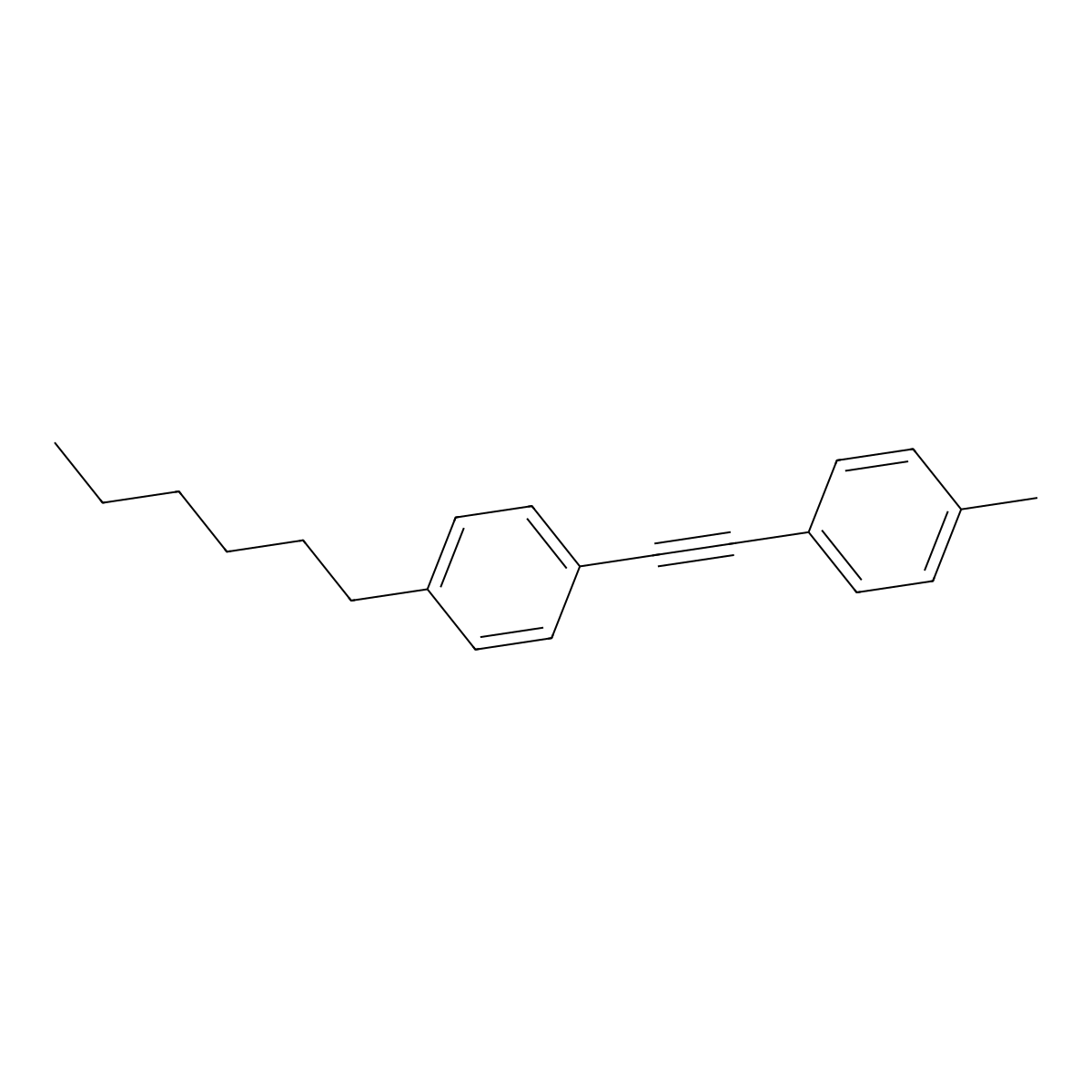 1-Hexyl-4-((4-methylphenyl)ethynyl)benzene molecular structure, CAS 117923-35-0