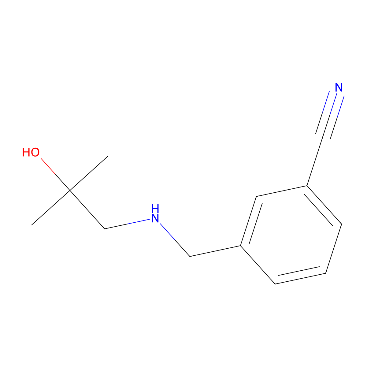 3-{[(2-Hydroxy-2-methylpropyl)amino]methyl}benzonitrile molecular structure, CAS 1179232-24-6