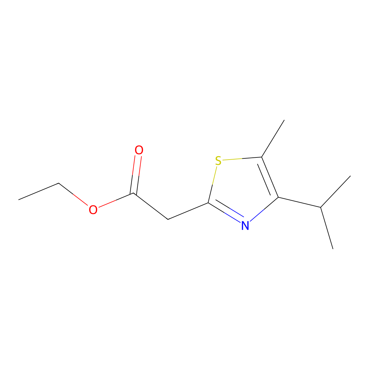 Ethyl 2-[5-methyl-4-(propan-2-yl)-1,3-thiazol-2-yl]acetate molecular structure, CAS 1179258-09-3