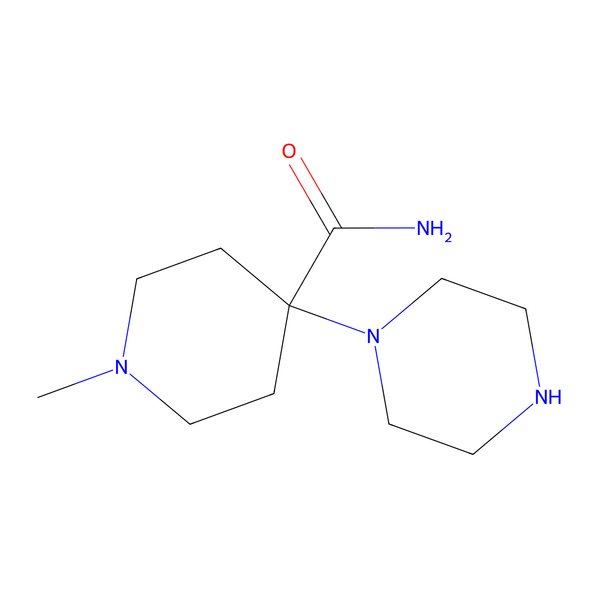 1-Methyl-4-(piperazin-1-yl)piperidine-4-carboxamide molecular structure, CAS 1179260-85-5