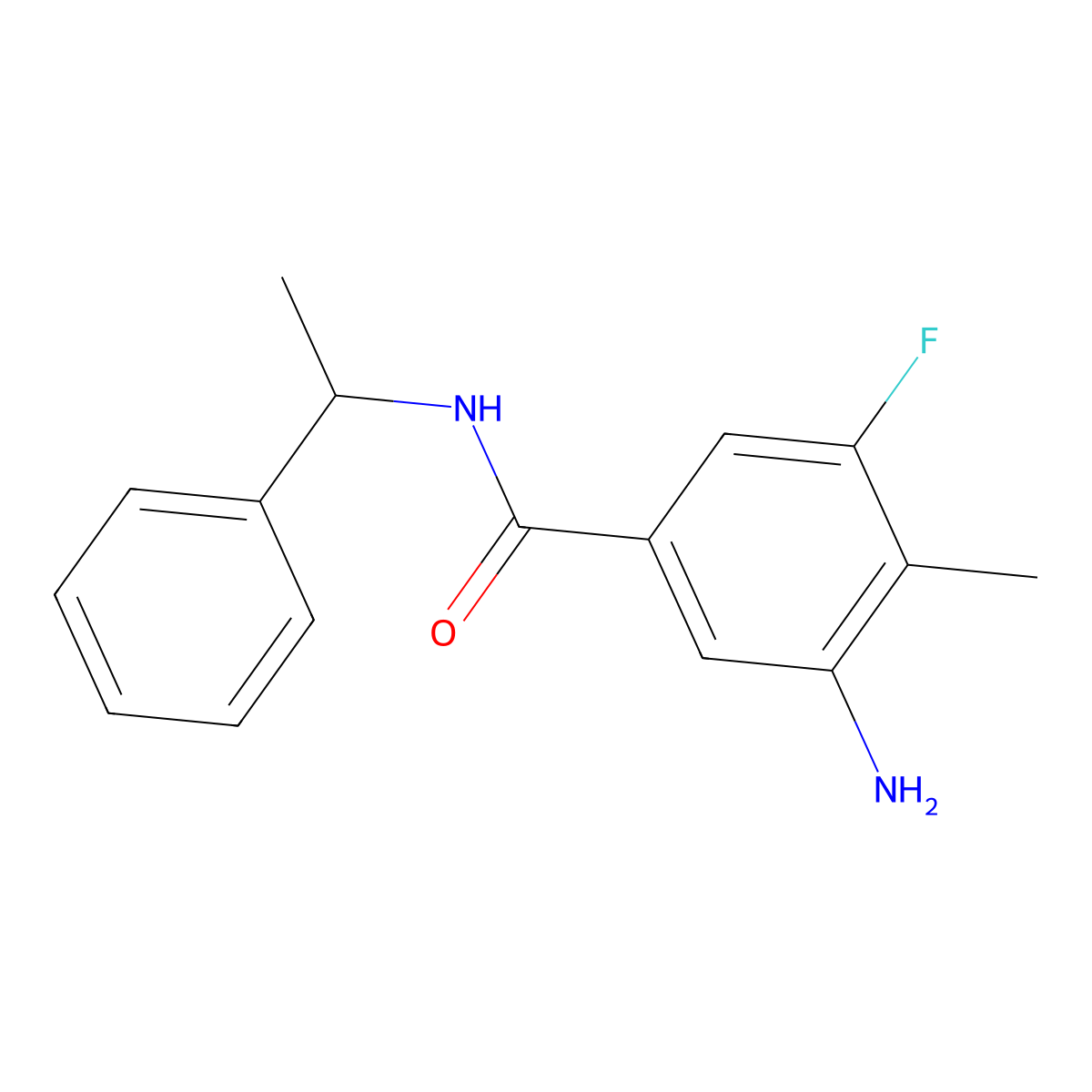 3-amino-5-fluoro-4-methyl-N-(1-phenylethyl)benzamide molecular structure, CAS 1179263-19-4