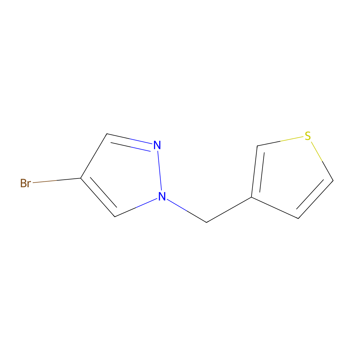 4-Bromo-1-(thiophen-3-ylmethyl)-1H-pyrazole molecular structure, CAS 1179298-72-6