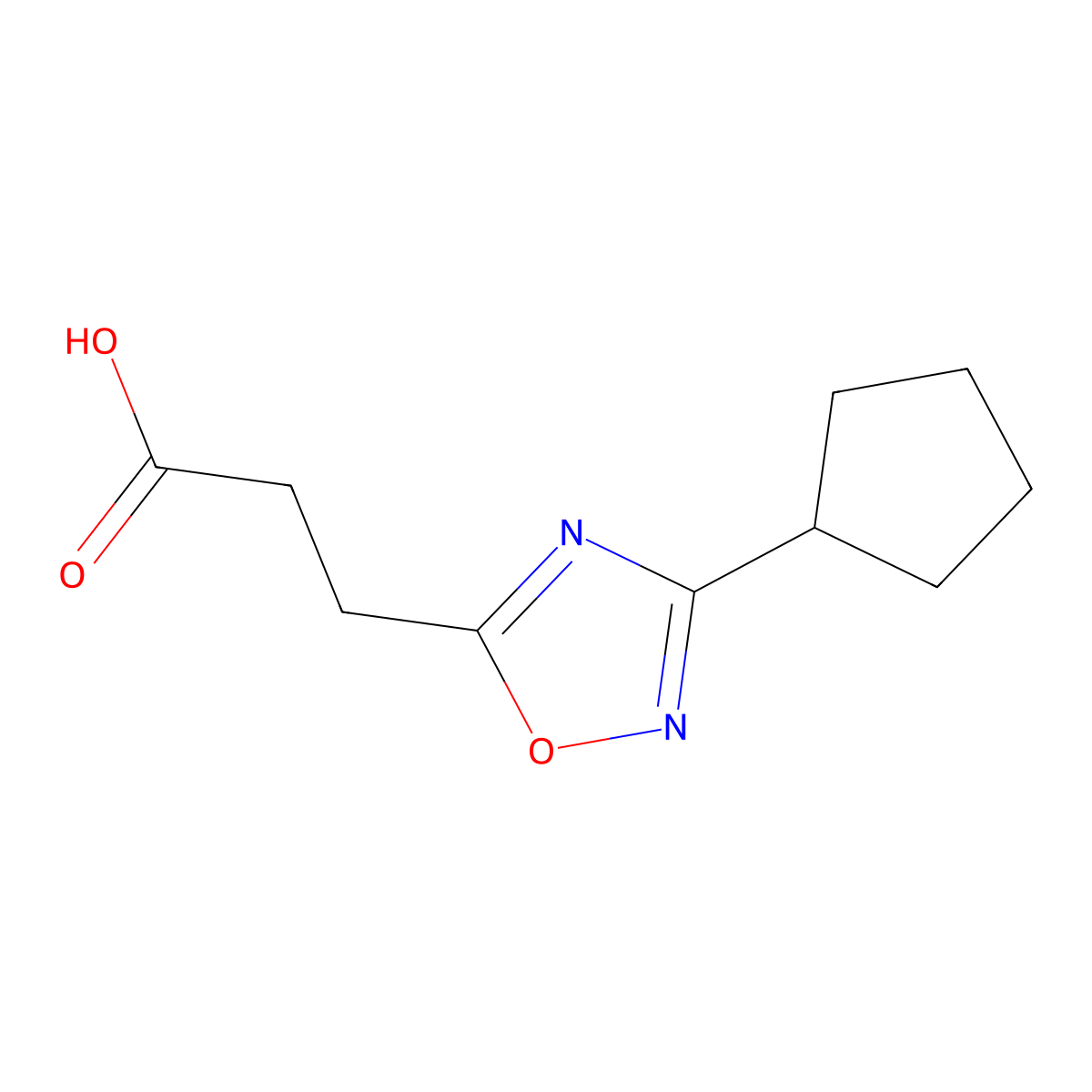 3-(3-Cyclopentyl-1,2,4-oxadiazol-5-yl)propanoic acid molecular structure, CAS 1179299-13-8