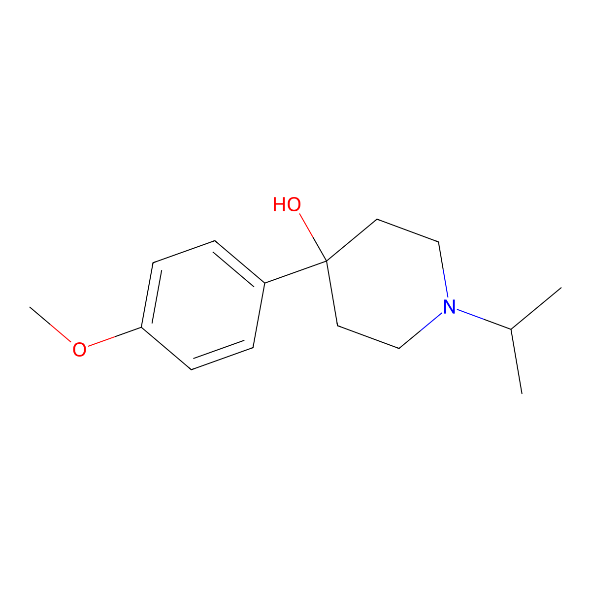 4-Hydroxy-4-(4-methoxyphenyl)-1-iso-propylpiperidine molecular structure, CAS 1179301-02-0
