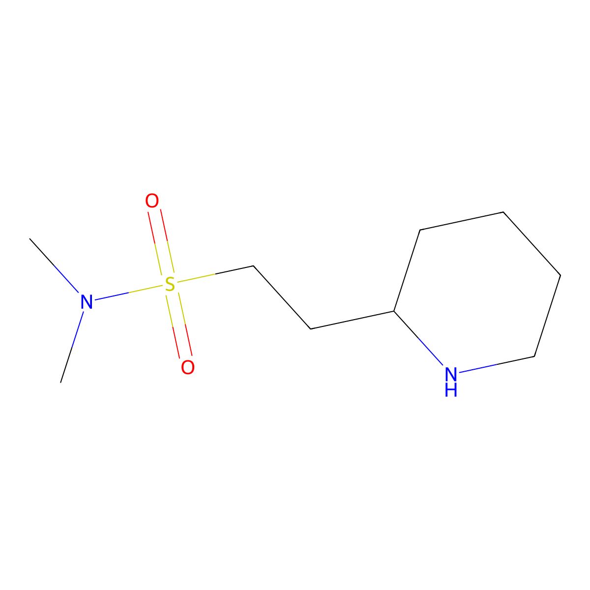 2-Piperidineethanesulfonamide, N,N-dimethyl- molecular structure, CAS 1179304-84-7