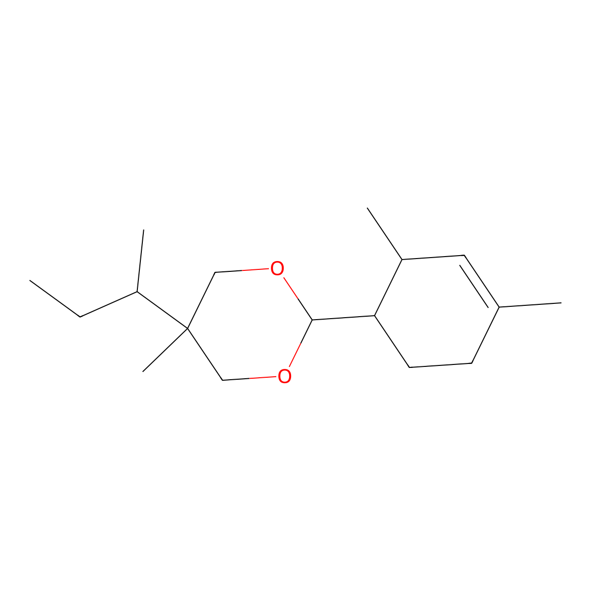 1,3-Dioxane, 2-(2,4-dimethyl-3-cyclohexen-1-yl)-5-methyl-5-(1-methylpropyl)- molecular structure, CAS 117933-89-8