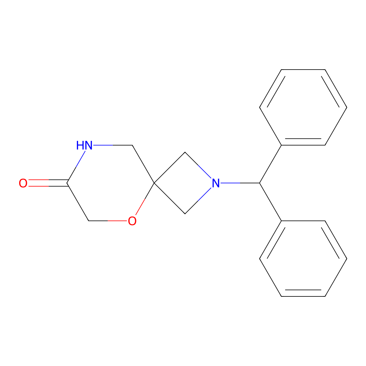 2-Benzhydryl-5-oxa-2,8-diazaspiro[3.5]nonan-7-one molecular structure, CAS 1179337-02-0