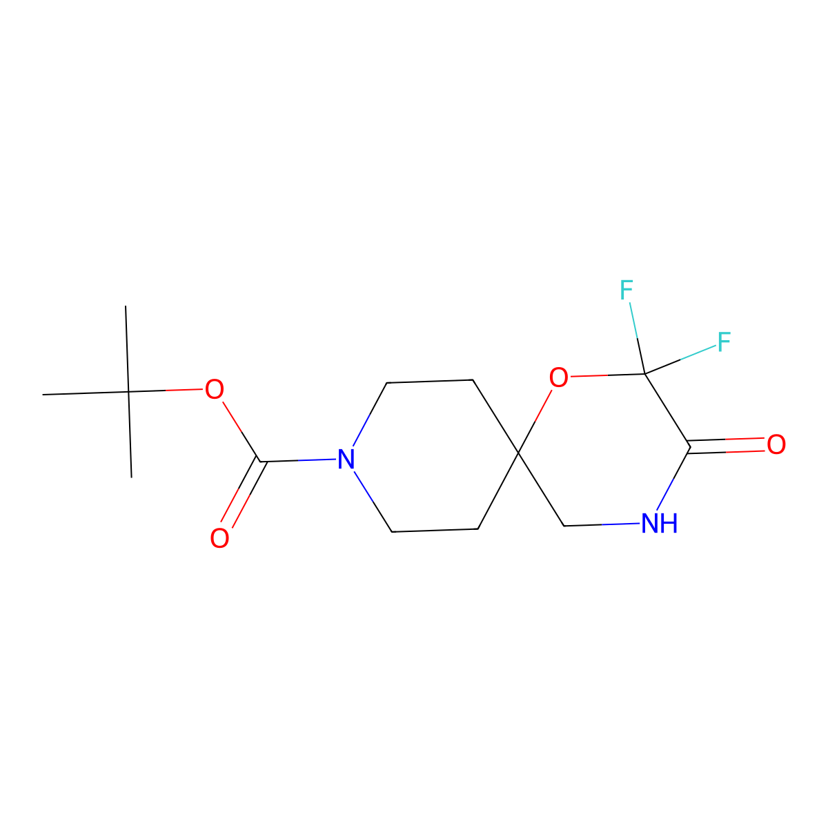 tert-Butyl 2,2-difluoro-3-oxo-1-oxa-4,9-diazaspiro[5.5]undecane-9-carboxylate molecular structure, CAS 1179337-14-4