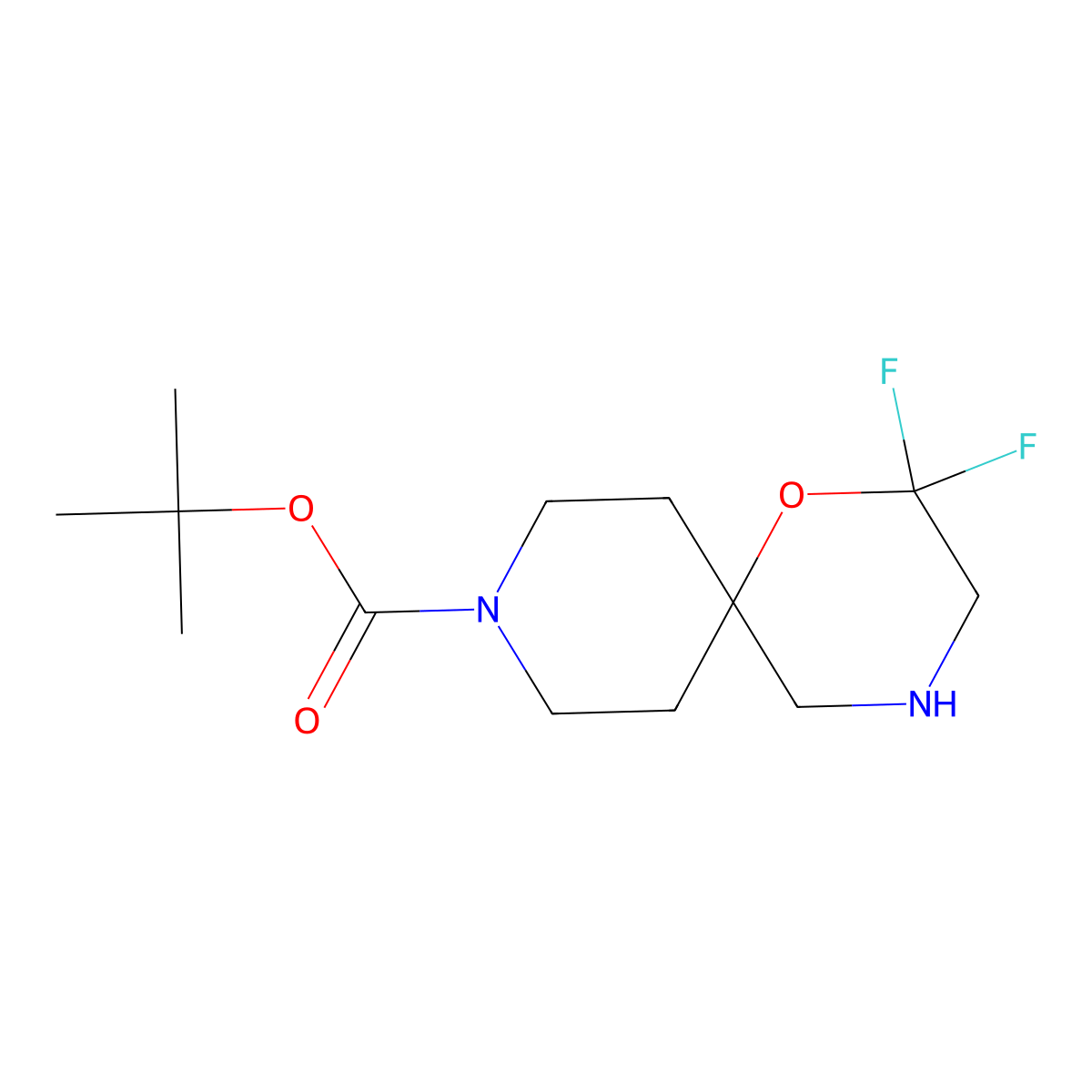 tert-Butyl 2,2-difluoro-1-oxa-4,9-diazaspiro[5.5]undecane-9-carboxylate molecular structure, CAS 1179337-15-5