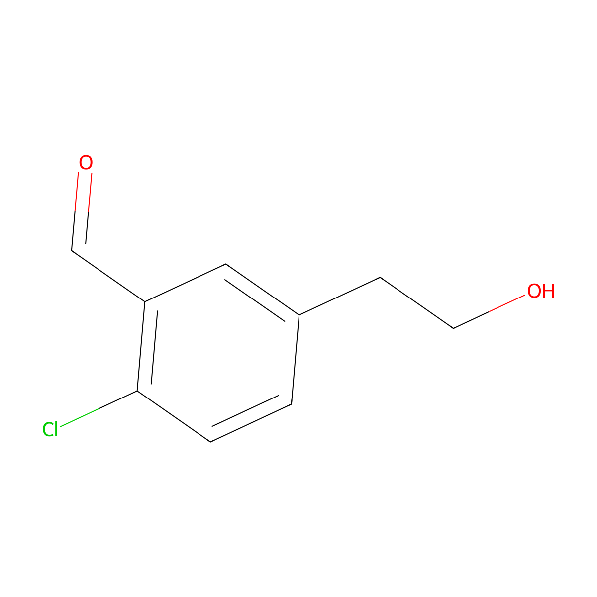 2-Chloro-5-(2-hydroxyethyl)benzaldehyde molecular structure, CAS 1179337-94-0