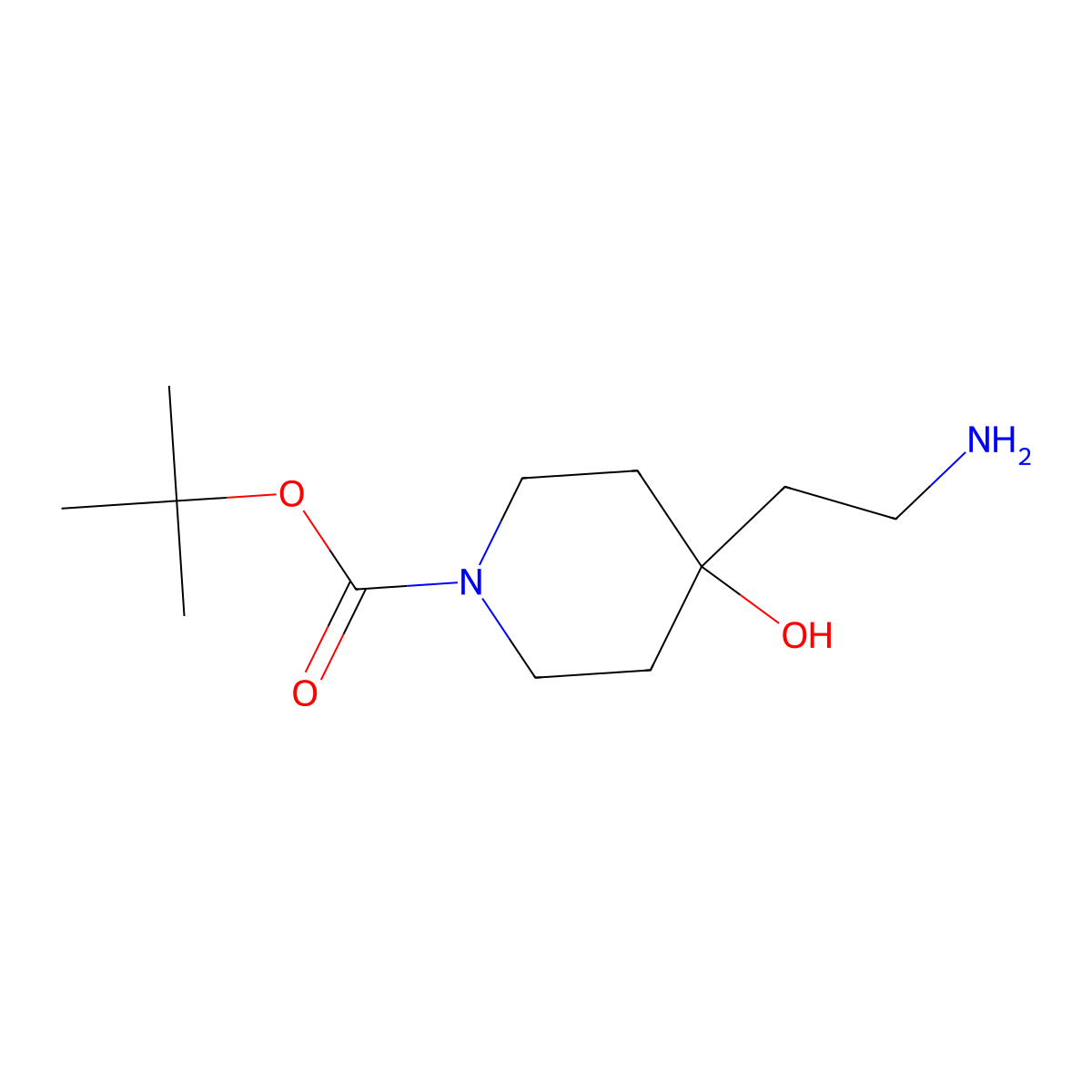 tert-Butyl 4-(2-aminoethyl)-4-hydroxypiperidine-1-carboxylate molecular structure, CAS 1179338-62-5