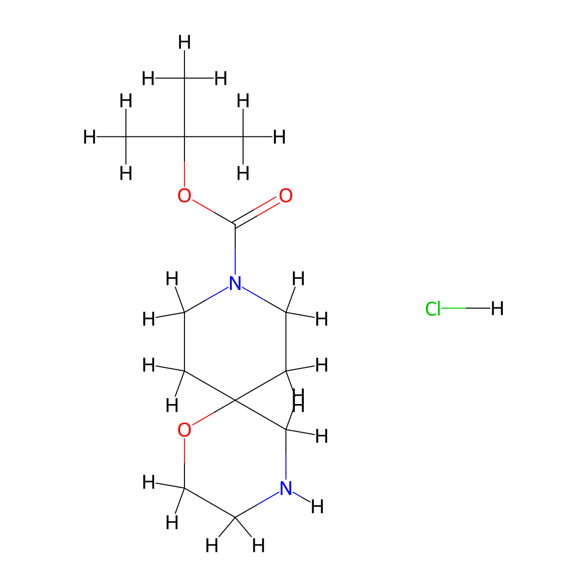 Tert-butyl 1-oxa-4,9-diazaspiro[5.5]undecane-9-carboxylate hydrochloride molecular structure, CAS 1179340-30-7
