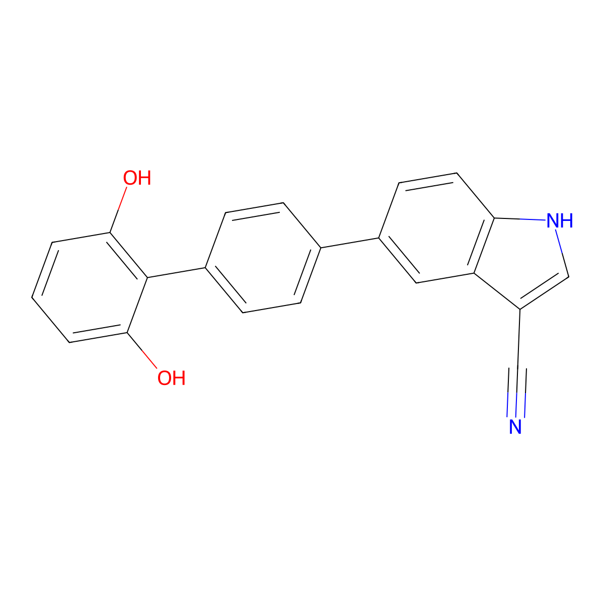5-{2',6'-Dihydroxy-[1,1'-biphenyl]-4-yl}-1H-indole-3-carbonitrile molecular structure, CAS 1179347-65-9