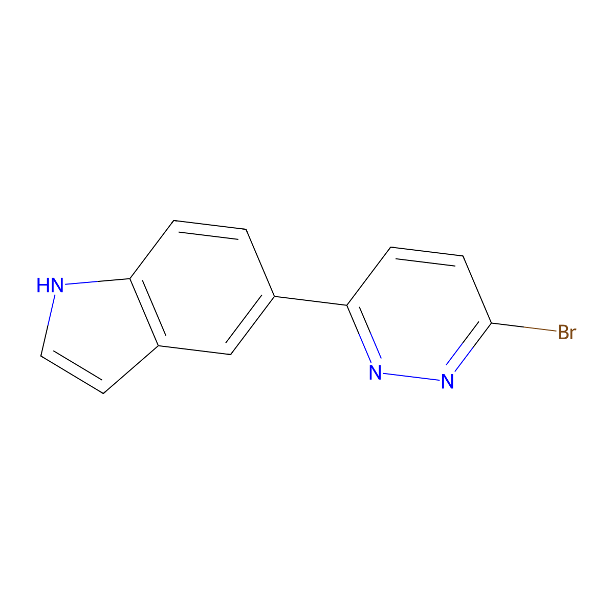 5-(6-bromopyridazin-3-yl)-1H-indole molecular structure, CAS 1179347-74-0