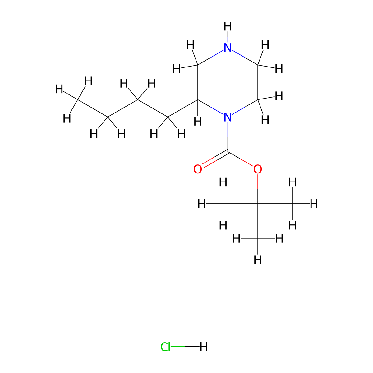 1-Boc-2-Butylpiperazine hydrochloride molecular structure, CAS 1179359-55-7