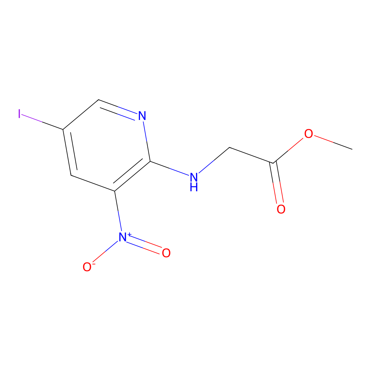 Methyl 2-(5-iodo-3-nitropyridin-2-ylamino)acetate molecular structure, CAS 1179359-56-8