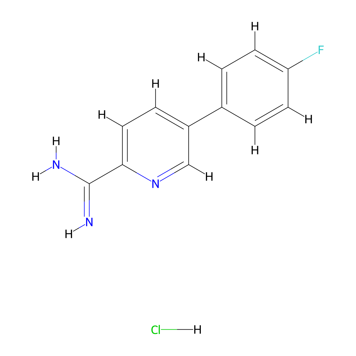 5-(4-Fluorophenyl)pyridine-2-carboximidamide--hydrogen chloride (1/1) molecular structure, CAS 1179359-87-5