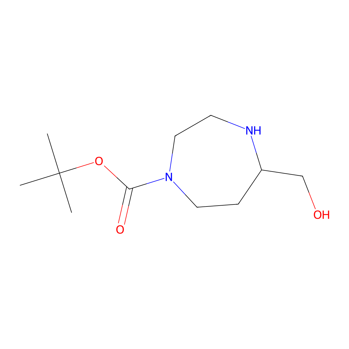 Tert-butyl 5-(hydroxymethyl)-1,4-diazepane-1-carboxylate molecular structure, CAS 1179360-20-3