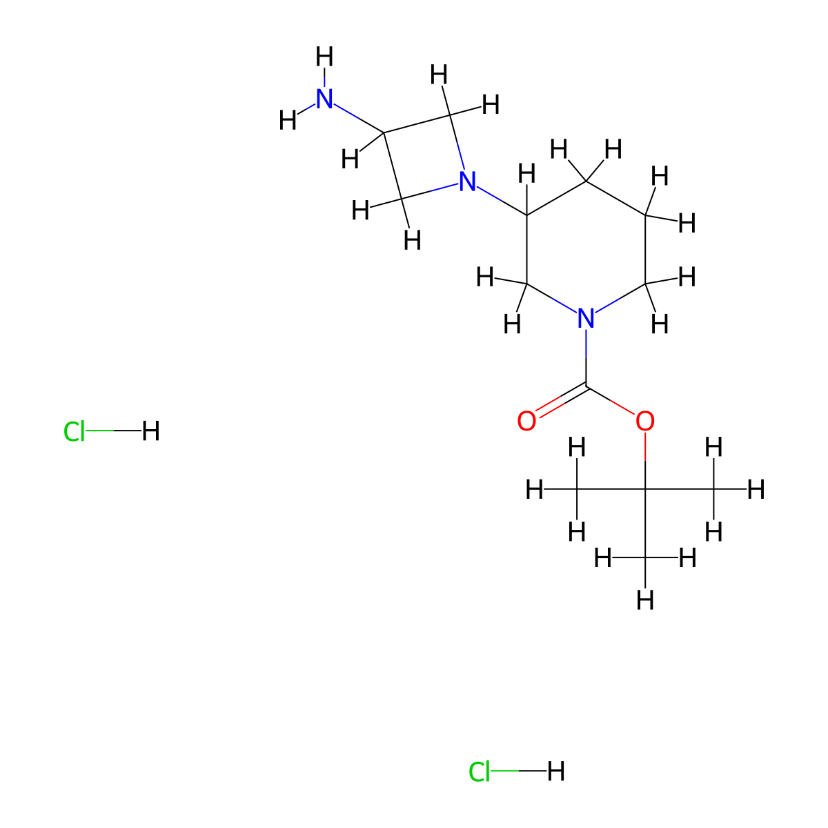 tert-Butyl 3-(3-aminoazetidin-1-yl)piperidine-1-carboxylate dihydrochloride molecular structure, CAS 1179360-85-0