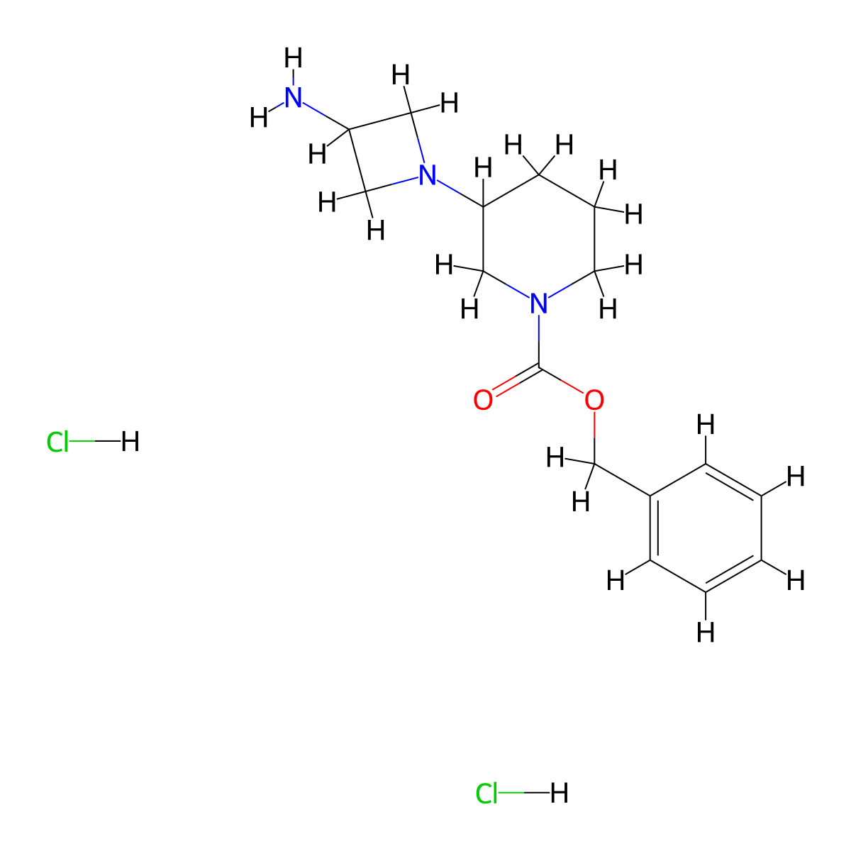Benzyl 3-(3-aminoazetidin-1-yl)piperidine-1-carboxylate dihydrochloride molecular structure, CAS 1179360-86-1