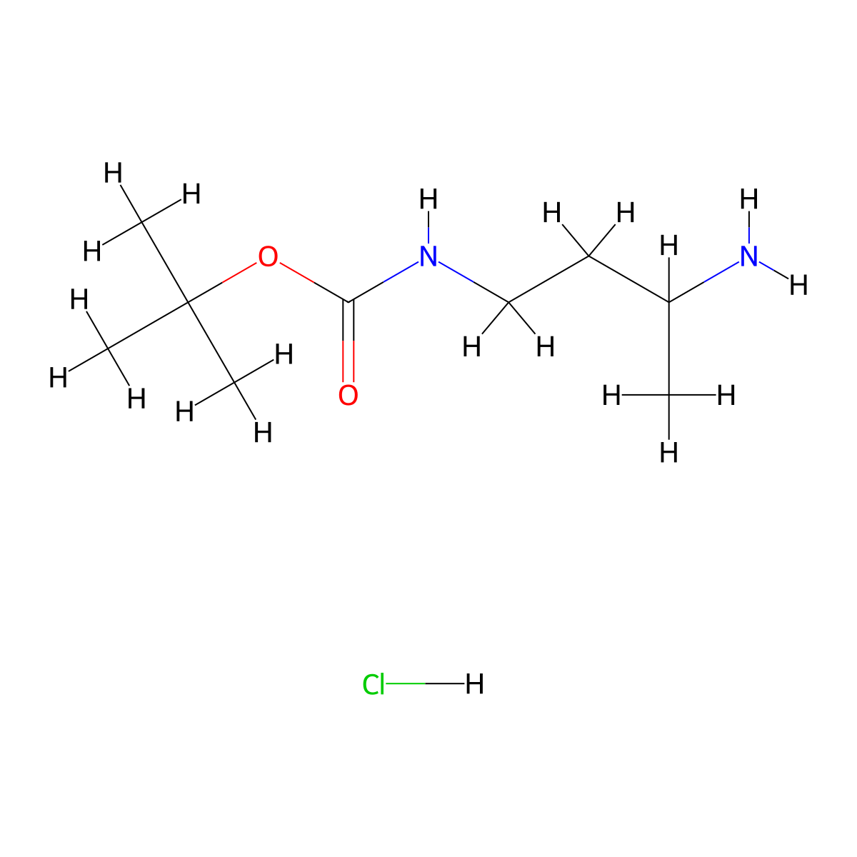 1-N-Boc-Butane-1,3-diamine hydrochloride molecular structure, CAS 1179361-42-2