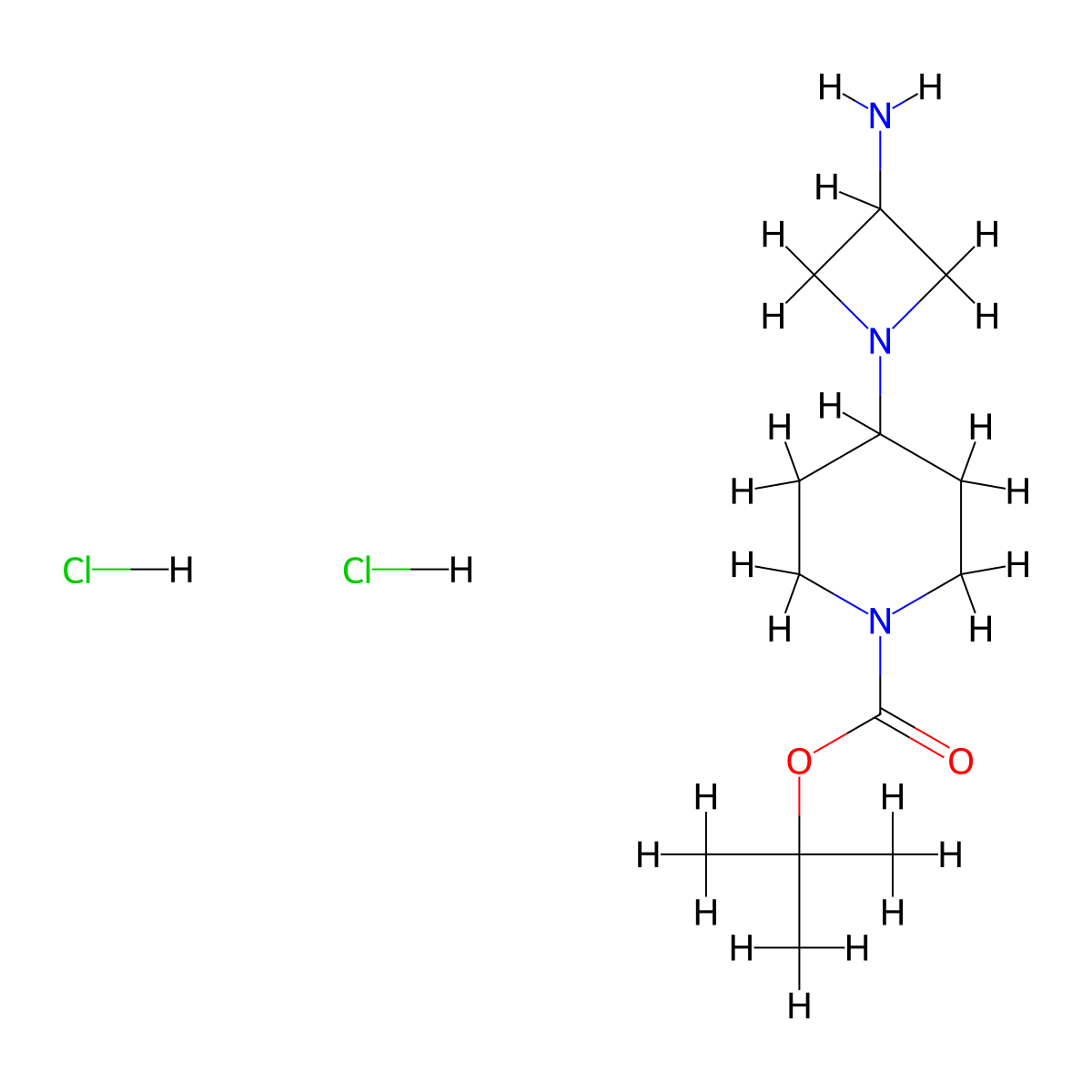 tert-Butyl 4-(3-aminoazetidin-1-yl)piperidine-1-carboxylate dihydrochloride molecular structure, CAS 1179361-59-1