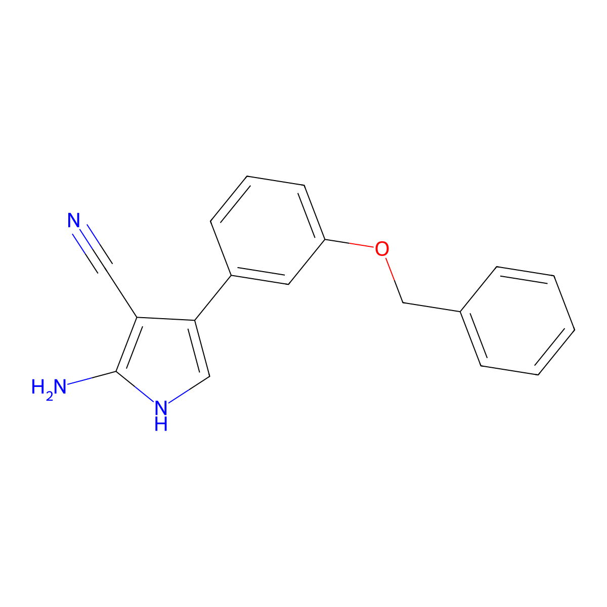 2-amino-4-(3-(benzyloxy)phenyl)-1H-pyrrole-3-carbonitrile molecular structure, CAS 1179361-70-6