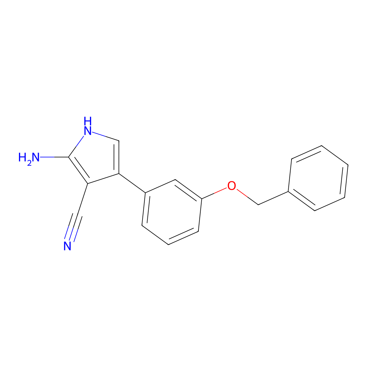 2-amino-4-(3-(benzyloxy)phenyl)-1H-pyrrole-3-carbonitrile molecular structure, CAS 1179361-70-6