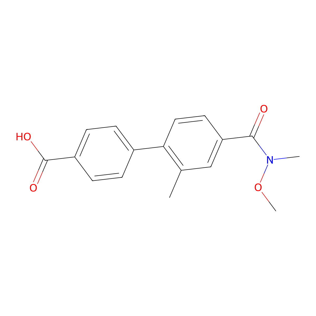 4'-(Methoxy(methyl)carbamoyl)-2'-methyl-[1,1'-biphenyl]-4-carboxylic acid molecular structure, CAS 1179362-33-4