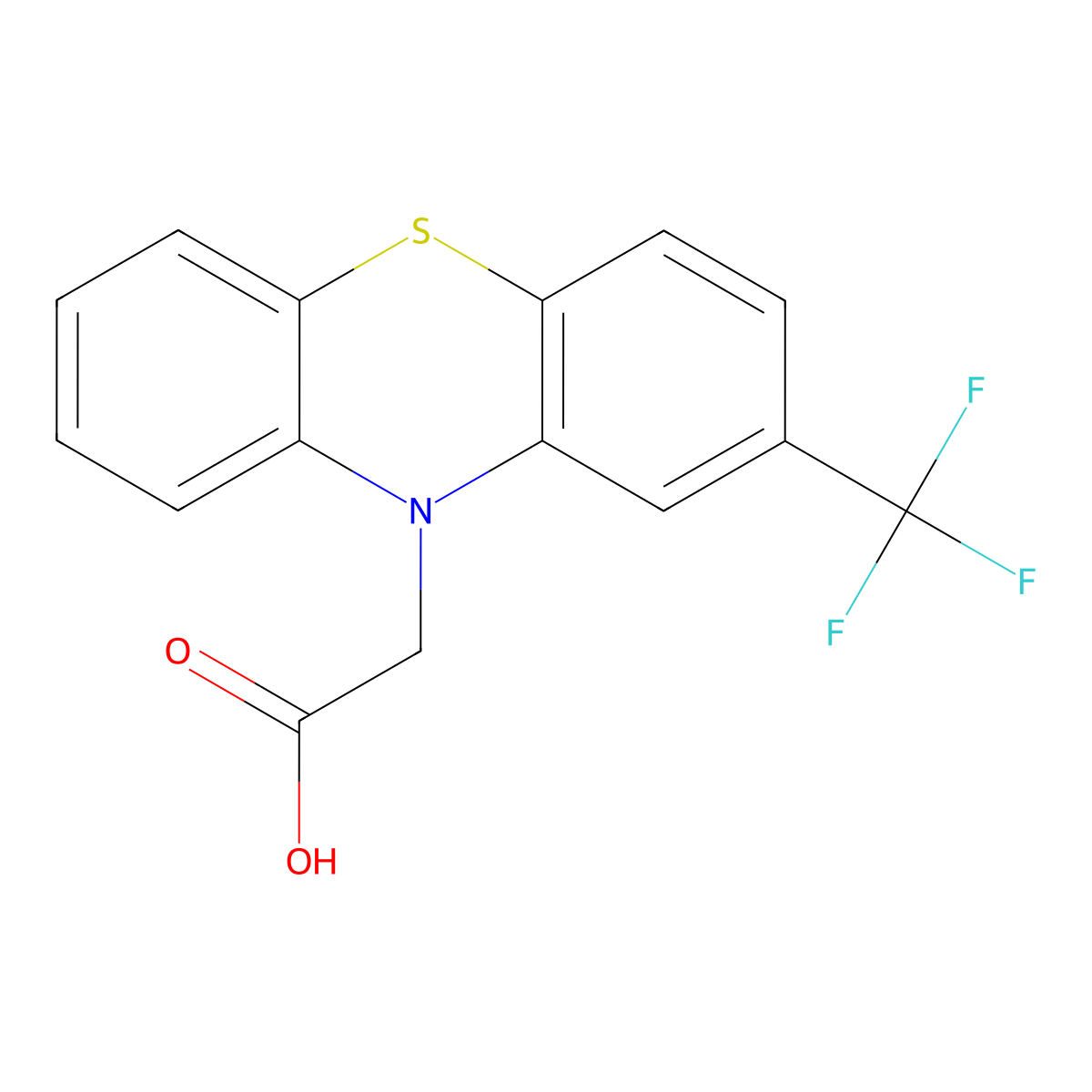 2-(2-(trifluoromethyl)-10H-phenothiazin-10-yl)acetic acid molecular structure, CAS 1179362-81-2