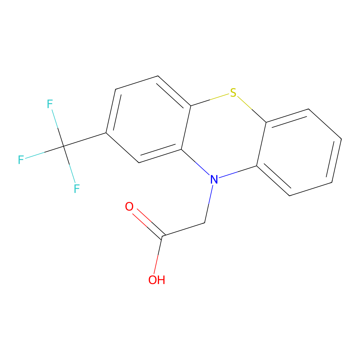2-(2-(trifluoromethyl)-10H-phenothiazin-10-yl)acetic acid molecular structure, CAS 1179362-81-2