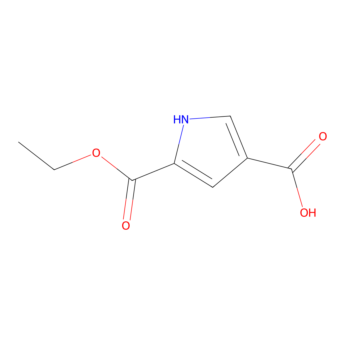 5-(ethoxycarbonyl)-1H-pyrrole-3-carboxylic acid molecular structure, CAS 1179362-83-4