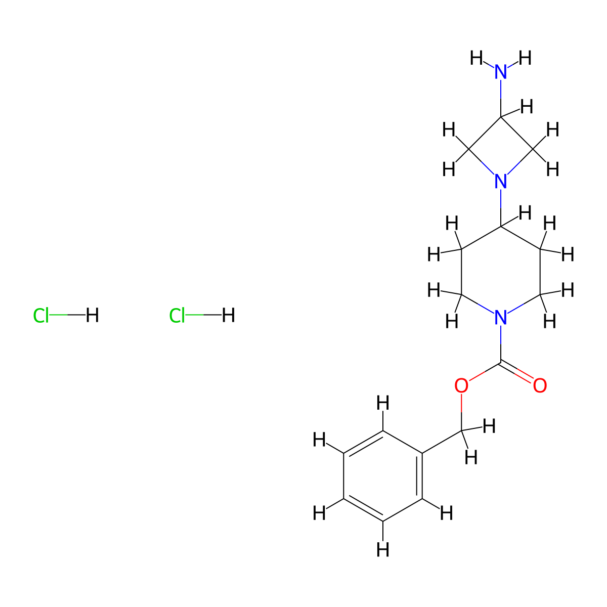 Benzyl 4-(3-aminoazetidin-1-yl)piperidine-1-carboxylate dihydrochloride molecular structure, CAS 1179362-99-2