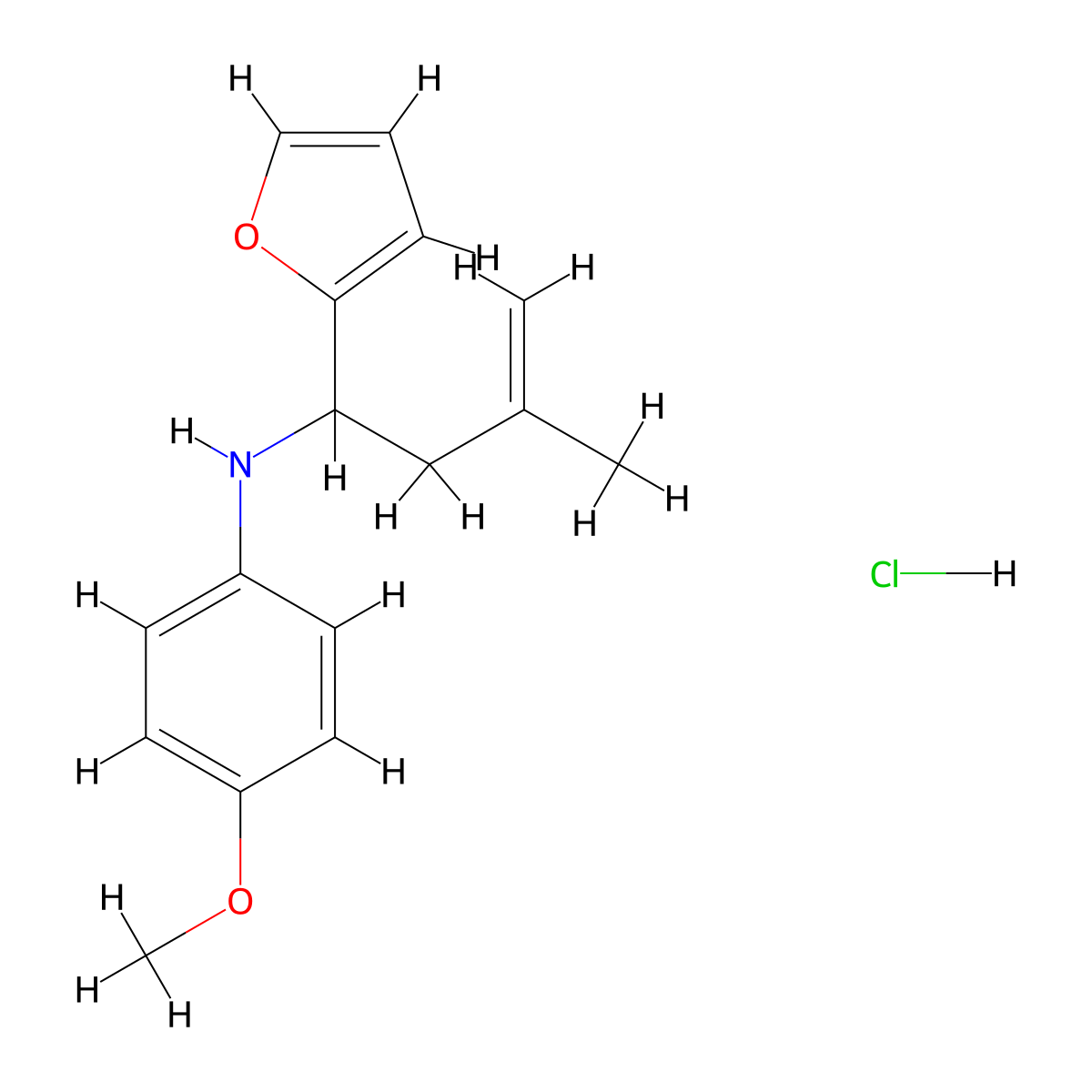 N-(1-(furan-2-yl)-3-methylbut-3-en-1-yl)-4-methoxyaniline hydrochloride molecular structure, CAS 1179363-25-7