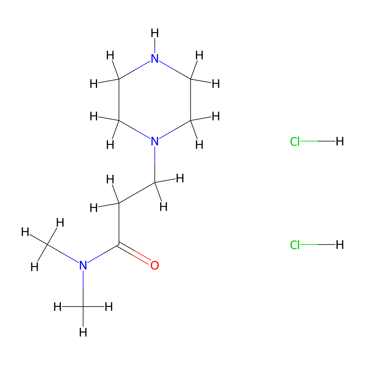 N,N-dimethyl-3-(piperazin-1-yl)propanamide dihydrochloride molecular structure, CAS 1179364-81-8
