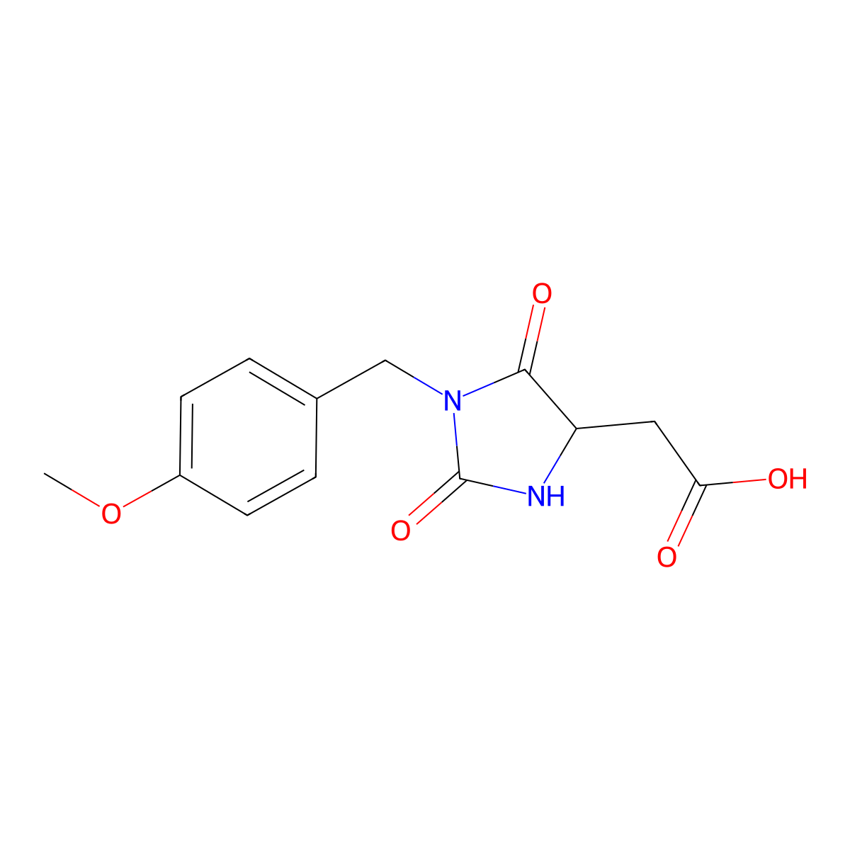 [1-(4-Methoxybenzyl)-2,5-dioxoimidazolidin-4-yl]acetic acid molecular structure, CAS 1179367-19-1