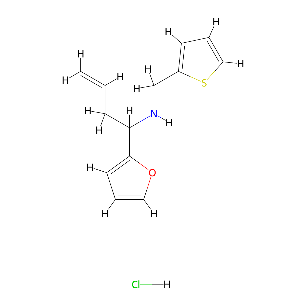 1-(Furan-2-yl)-N-(thiophen-2-ylmethyl)but-3-en-1-amine hydrochloride molecular structure, CAS 1179367-69-1