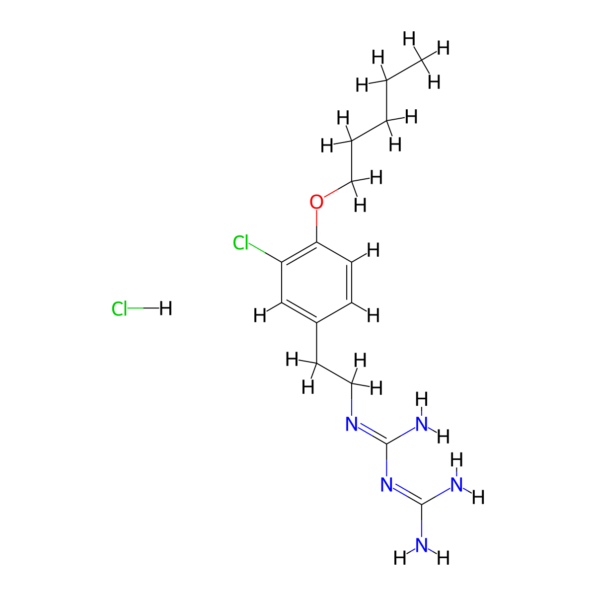 2-[2-(3-Chloro-4-pentoxyphenyl)ethyl]-1-(diaminomethylidene)guanidine;hydrochloride molecular structure, CAS 1179370-95-6