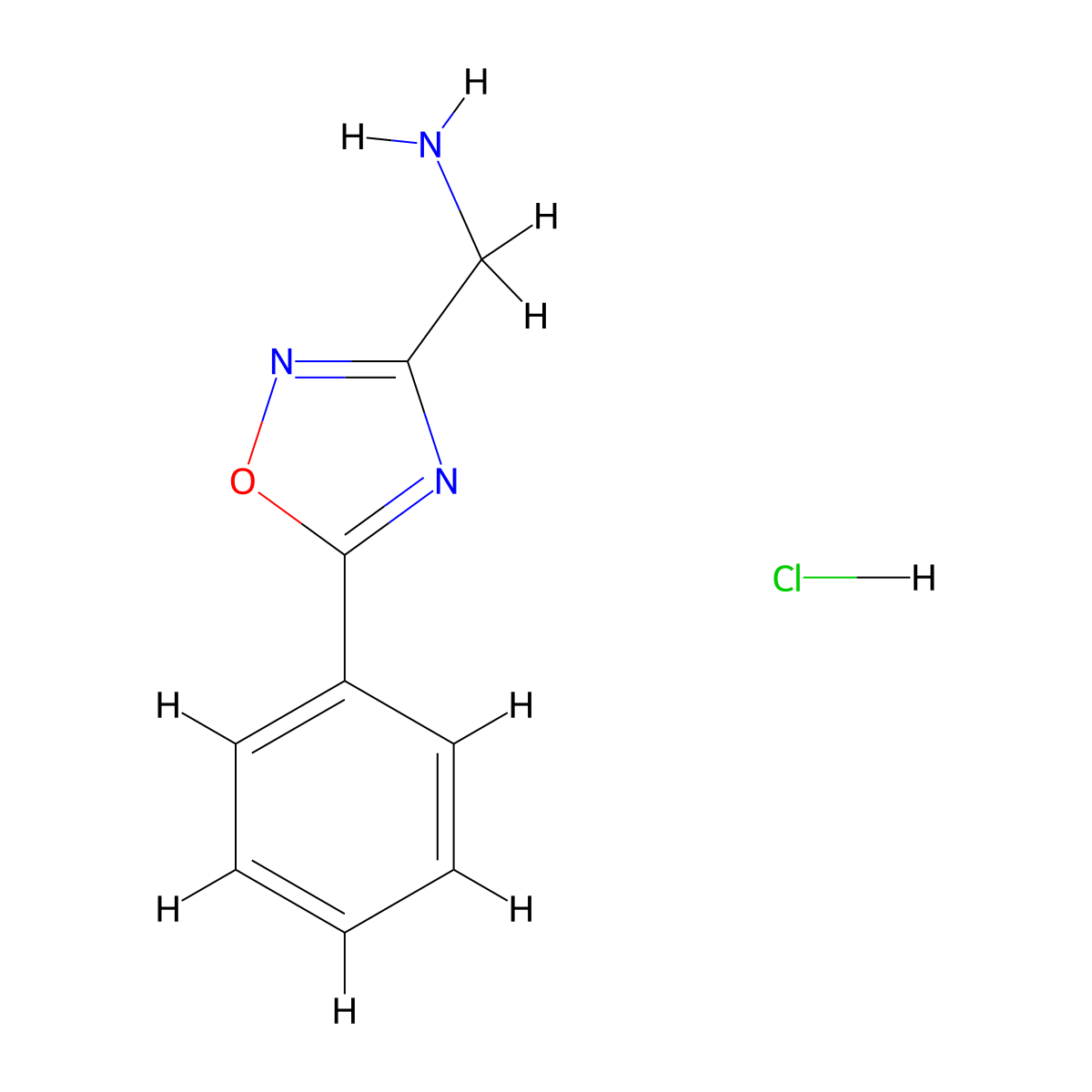 (5-Phenyl-1,2,4-oxadiazol-3-yl)methanamine hydrochloride molecular structure, CAS 1179375-94-0