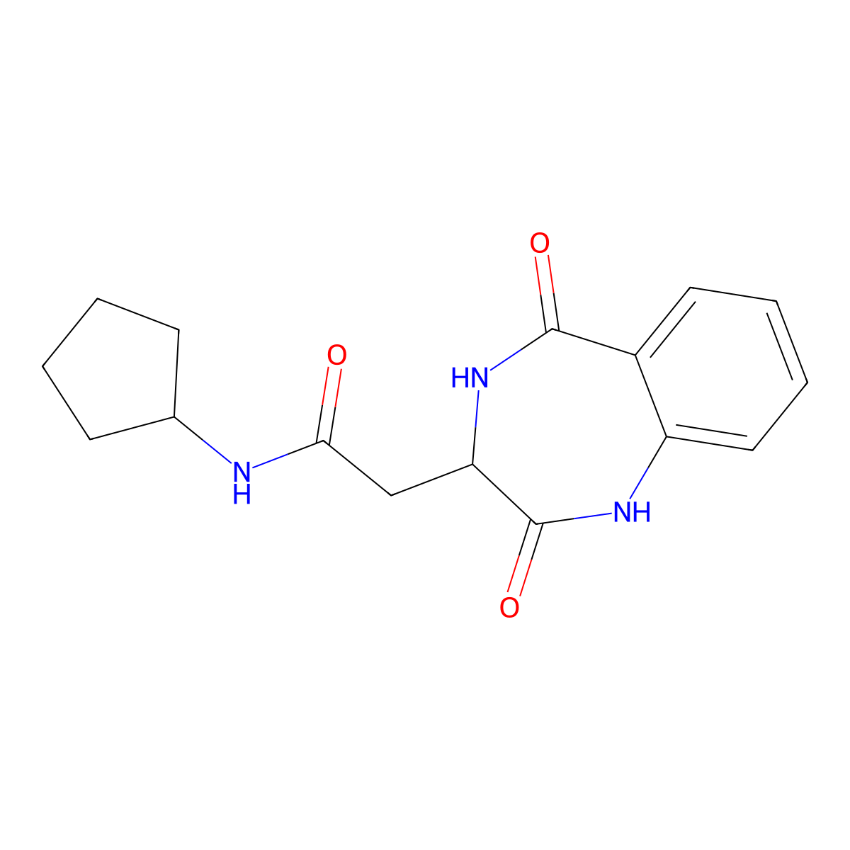 N-cyclopentyl-2-(2-hydroxy-5-oxo-4,5-dihydro-3H-1,4-benzodiazepin-3-yl)acetamide molecular structure, CAS 1179376-12-5