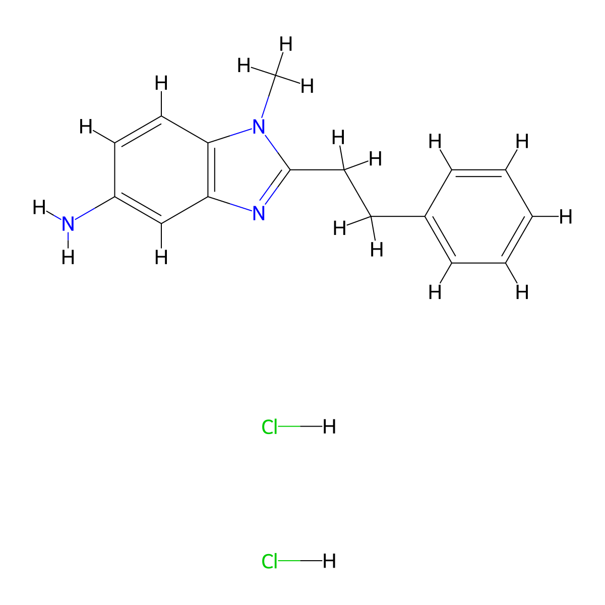 1-methyl-2-phenethyl-1H-benzo[d]imidazol-5-amine dihydrochloride molecular structure, CAS 1179377-46-8