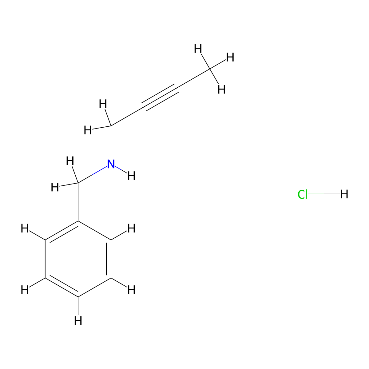 N-benzylbut-2-yn-1-amine hydrochloride molecular structure, CAS 1179377-51-5