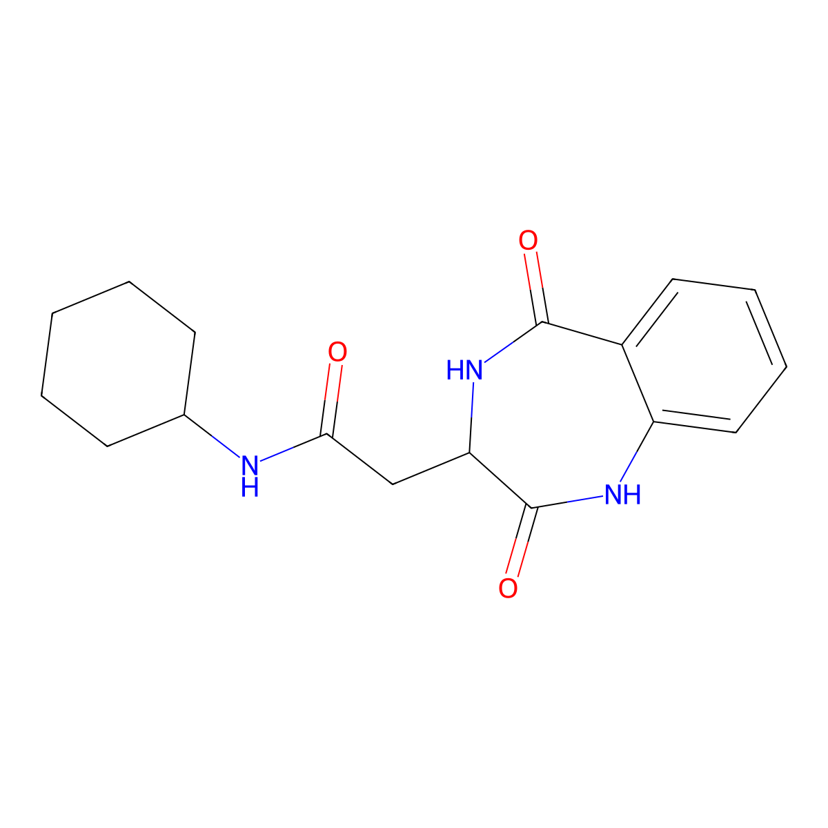 N-cyclohexyl-2-(2-hydroxy-5-oxo-4,5-dihydro-3H-1,4-benzodiazepin-3-yl)acetamide molecular structure, CAS 1179377-78-6