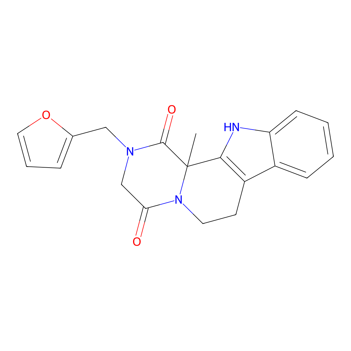2-(Furan-2-ylmethyl)-12b-methyl-2,3,6,7,12,12b-hexahydropyrazino[1',2':1,2]pyrido[3,4-b]indole-1,4-dione molecular structure, CAS 1179381-20-4