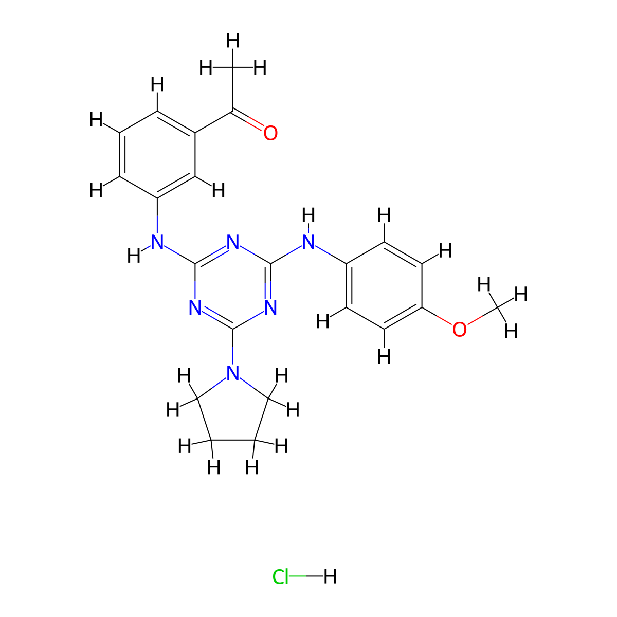 1-(3-((4-((4-Methoxyphenyl)amino)-6-(pyrrolidin-1-yl)-1,3,5-triazin-2-yl)amino)phenyl)ethanone hydrochloride molecular structure, CAS 1179383-10-8